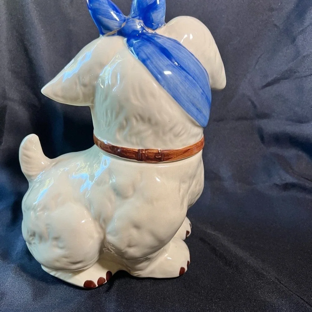 Shawnee Pottery Mugsy Dog Cookie Jar w/ Salt & Pepper Shakers AS IS REPAIRED BOW